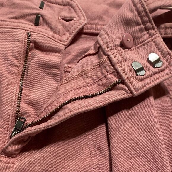 Loft Cropped PaperBag High -Rise Cotton Twill Pants‎ Tie Waist Pink 4P - Picture 8 of 12